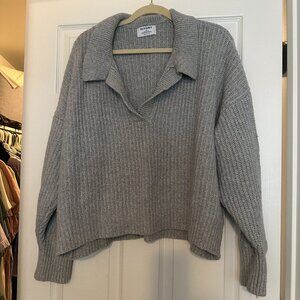 Old Navy Gray Chunky Sweater with Collar 2x